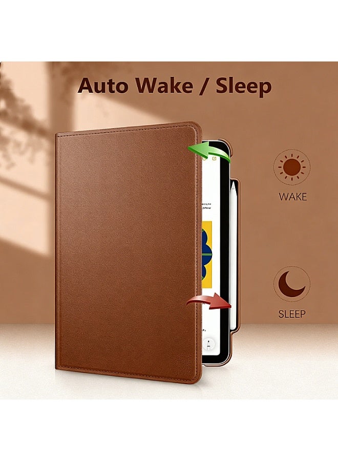 لـ HUAWEI Matepad SE 11 بوصة غطاء الحالة ، وقف زاوية متعددة + قوس 360 دوار + غطاء واقي رقيق من الجلد مقاوم للصدمات ، بني - Image 5